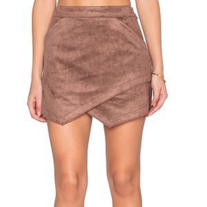 BCBG Women's Brown Faux Suede Skirt